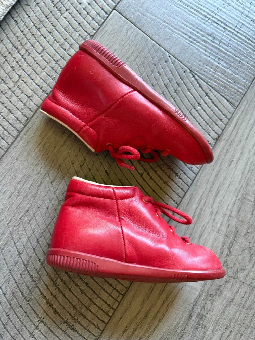 Vintage Richter Red Leather Baby First Walker Shoes EU 22 Austria
